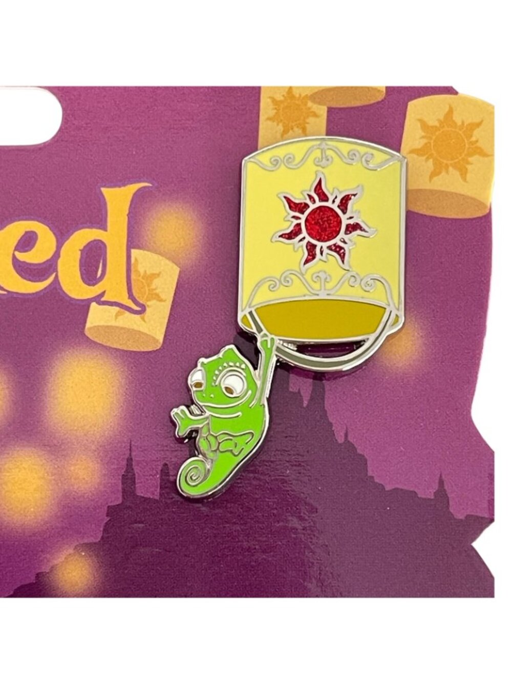 Disney Store Tangled Rapunzel Flynn Rider Pascal 2 Pin Set - Picture 7 of 9